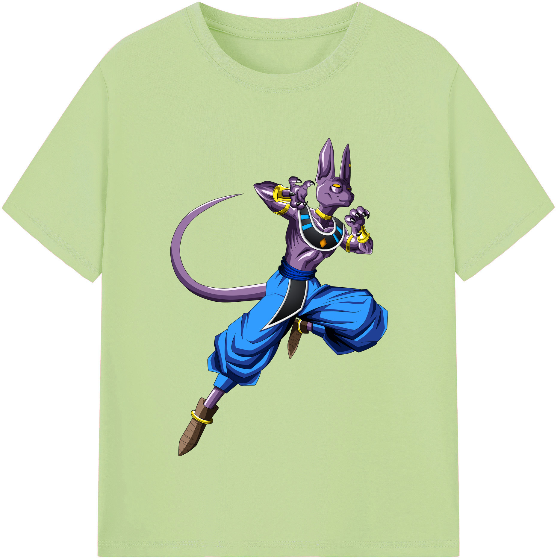 （画像用） ドラゴンボール ビルス 破壊神ビルス DRAGON BALL Beerus Birusu 綿100％半袖Tシャツ（フロントプリント）